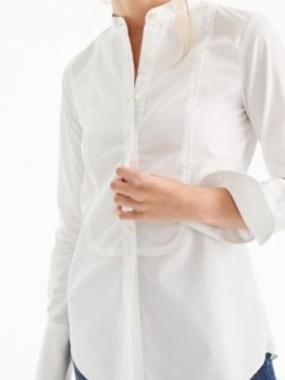 Tomas Mason Shirtings For J.crew NWT white Mandarin-Collar Tuxedo Shirt Size 4.